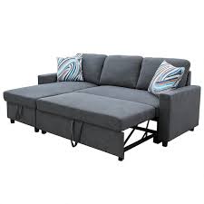 Star Home Living Hannah Microfiber Fabric Revers Sectional Sofa In Dark Gray