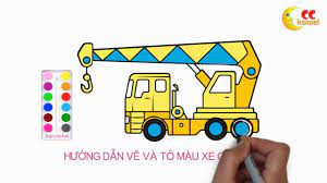 Draw and Color the Crane Truck | Xe Cần Cẩu | Bé Tập Vẽ Và Tô Màu
