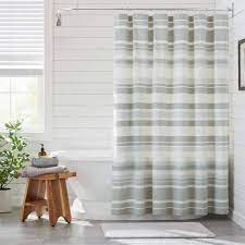 White Balanced Stripe Shower Curtain