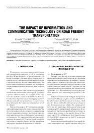 In the modern world of knowledge and information, with the transition from industrial to information society, knowledge and competence are granted the greatest attention. Pdf The Impact Of Information And Communication Technology On Road Freight Transportation