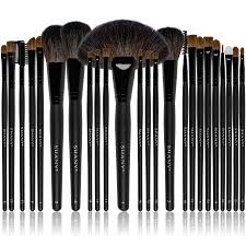 cosmetic brush set with leather pouch