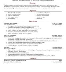 Sample Resume For Retail Manager Assistant Store Manager Resume