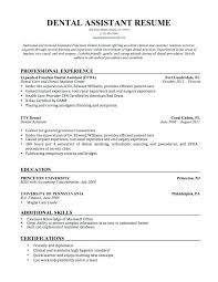 Dental Assistant Resume Objective Resume Format For Dentist Dental