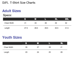 T Shirt Size Chart Darien Junior Football League