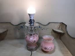 Vintage Frosted Pink Glass Boudoir Lamp
