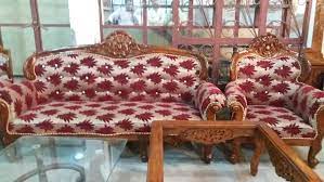 teak wood 5 seater wooden carved sofa