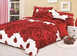 Double Bed Linen Flat Sheet Red Rose