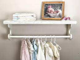 This rack is perfect for a laundry room, coat closet, bedroom closet, or basically anywhere you want some clothing storage. Nursery Hanging Shelf Hanging Baby Clothes Rack Shelf With Etsy Hanging Clothes Racks Nursery Shelves Shelf With Hanging Rod