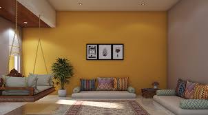 Bold Wall Colour Combination For Hall