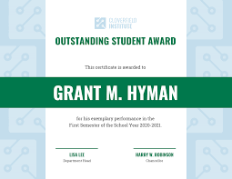 Outstanding Student Certificate Template