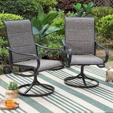 New Set Of 2 Swivel Patio Dining Chairs