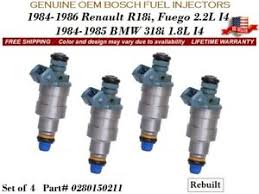 Details About 4 Fuel Injectors Oem Bosch For 84 86 Renault R18i Fuego Bmw 318i 1 8l 2 2l I4