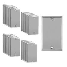 1 Gang Stainless Steel Blank Plate Metal Wall Plate Standard Size 20 Pack