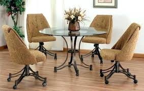 Dining chairs don't just have to look good, but should feel good, too. Kitchen Chair Rollers Table Caster Chairs Brilliant Astounding Swivel Dining Room Casters Throughout Hardwood Wheels House N Decor