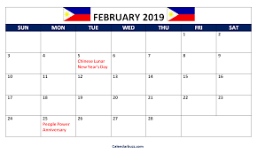 Calendar type, layout, holidays, week start. February 2019 Philippines Calendar Blank Holidays Printable Calendarbuzz