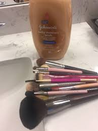 makeup brush cleaning with johnson s