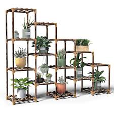 Large Trapezoidal Wooden Plant Rack