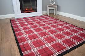 new red tartan design rug large check