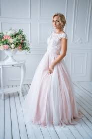 delicate pink wedding dress