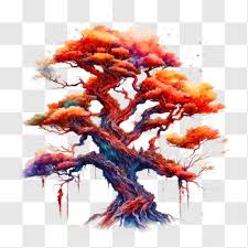 Colorful Bonsai Tree Painting