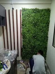 pvc green artificial grass wall for