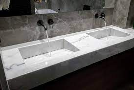 White Marble Double Basin Countertop