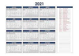Simple calendar and calendar with notes. Printable 2021 Excel Calendar Templates Calendarlabs
