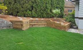 wooden pressure treated retaining wall