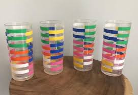 Acrylic Plastic Glasses Drinking Stripes