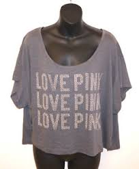Details About Victorias Secret Love Pink Studded T Shirt Bling Studs Gray Silver Large Shirt