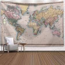 Map Wall Hanging Vintage Map Tapestry