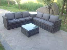 Grey, sofa sofas & couches : Fimous 6 Seater Grey Rattan Corner Sofa Set 2 Tables Garden Furniture Outdoor Amazon Co Uk Kitchen Home