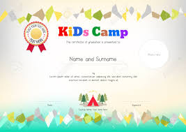Kids Summer Camp Diploma Or Certificate Template Award Ribbon