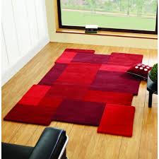 abstract collage red 100 wool rug