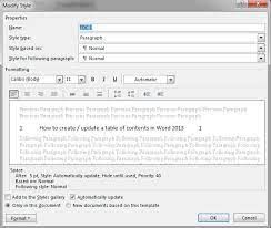 how to create table of contents toc