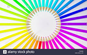 Circle Color Chart Made Of Color Pencils On White Background