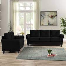 Black Loveseat Couch Sofa Set