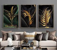 Buy Luxury Black Gold Leaves Painting