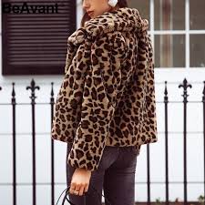 Streetwear Leopard Print Faux Fur Coat