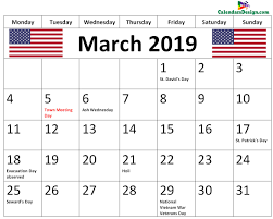 March 2019 Calendar Us