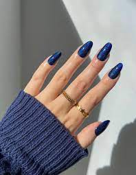stunning navy blue nails dark blue
