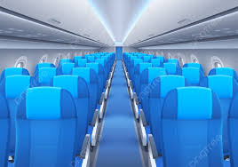 plane or airplane cabin interior with