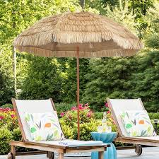 Tilt Thatched Tiki Beach Umbrella Ubtk