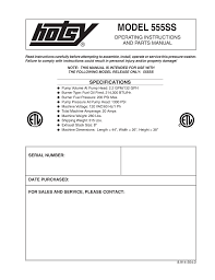 Hotsy 1710 operating instructions and parts manual page 29: Model 555ss Hotsy Equipment Manualzz