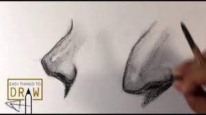 Start the side view drawing of the nose by first doing a very rough sketch to establish the width, height and angle of the slope of the nose. Intro To Charcoal Drawing The Nose In Side View Easy Things To Draw Youtube
