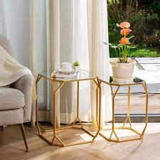 Glitzhome Gold Metal With Glass Accent