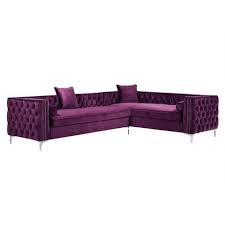 Posh Living Levi Velvet Sectional Sofa