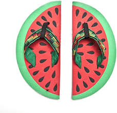 Amazon.com | Beach Slippers Watermelon Flip Flops Summer Shower Shoes for Men Woman Kids Size M Green | Sandals