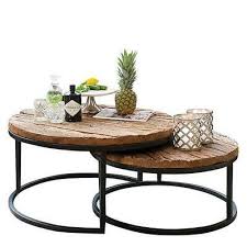 Shop console tables, side tables, coffee tables and nests of tables. Industrial Nested Round Coffee Tables Set Two Sleeper Wood Reclaimed Wooden Meta Ebay
