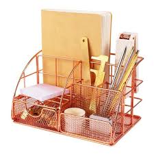 11 desk accessories that say, hi, i'm a boss lady. Zodaca Rose Gold Desk Organizer With Drawer Pen Holder Metal Mesh Office Accessories For Women Overstock 32158344